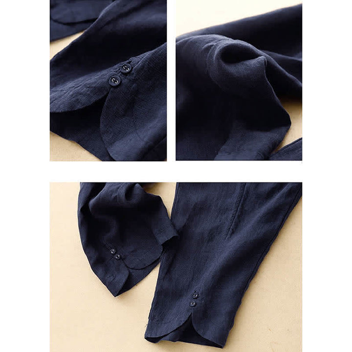 Buddha Stones Summer Linen Women's Tapered Pants With Pockets - image 18