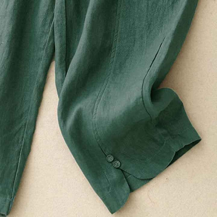 Buddha Stones Summer Linen Women's Tapered Pants With Pockets - image 3