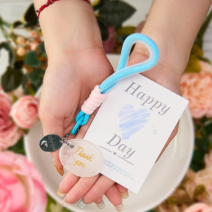 Buddha Stones Thank You Gifts Natural Clear Quartz White Crystal Protection Key Chain Hanging Decoration - image 2