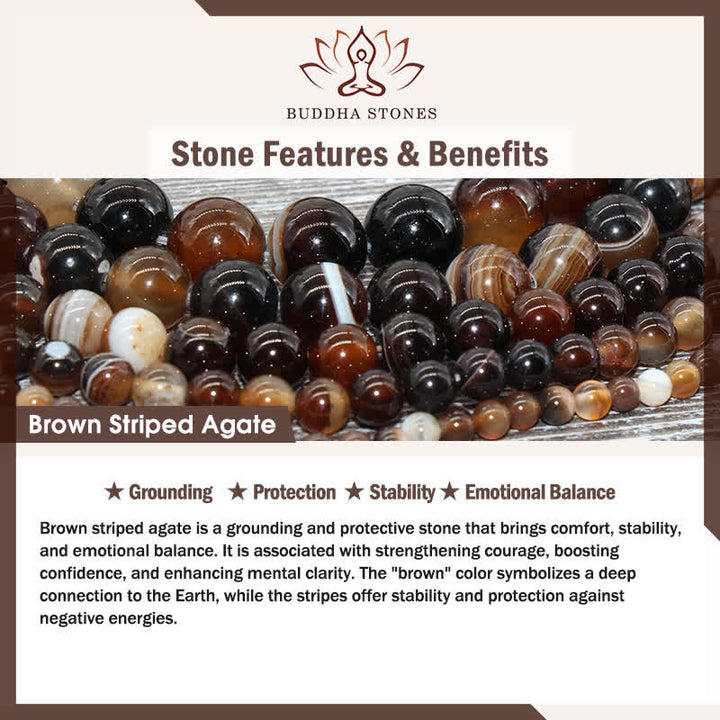 Buddha Stones Dark Brown Striped Agate Braided Adjustable Grounding Bracelet - image 5