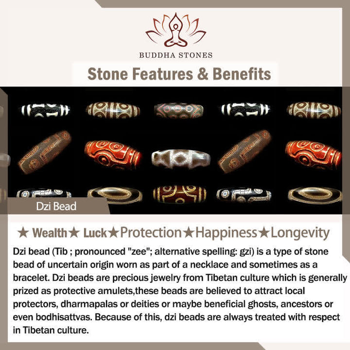 Buddha Stones Tibetan Dzi Bead Agate Yin Yang Symbol Protection Bracelet - image 8