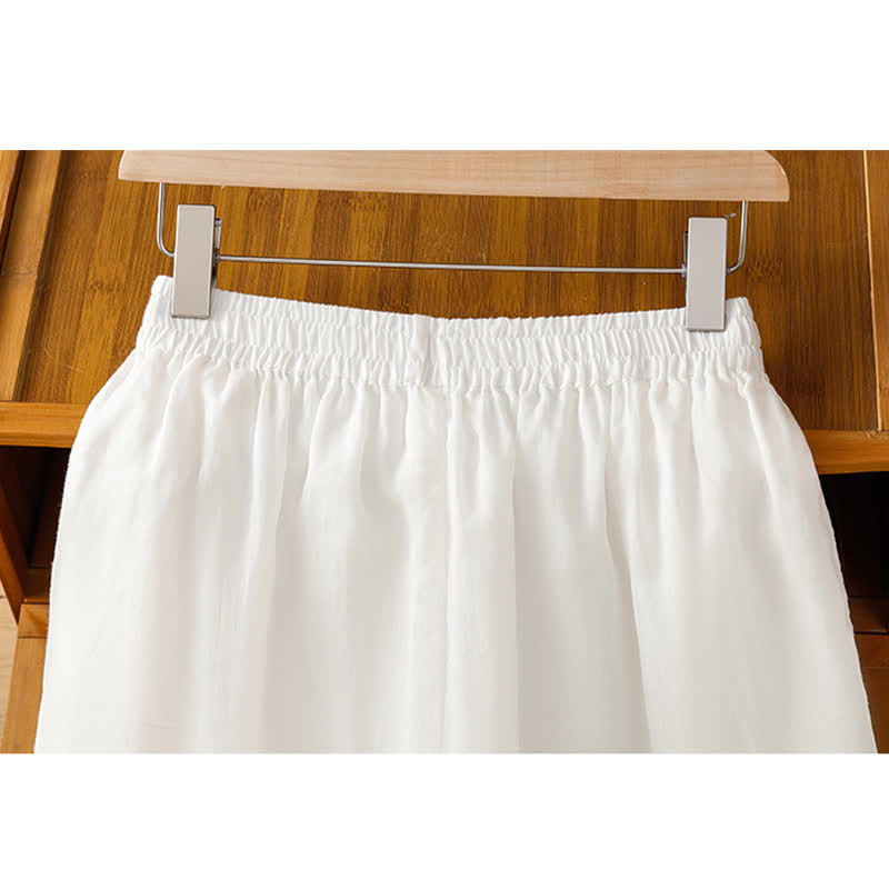 Buddha Stones Summer Boho Embroidery Solid Women's Wide Leg Pants With Pockets - image 11
