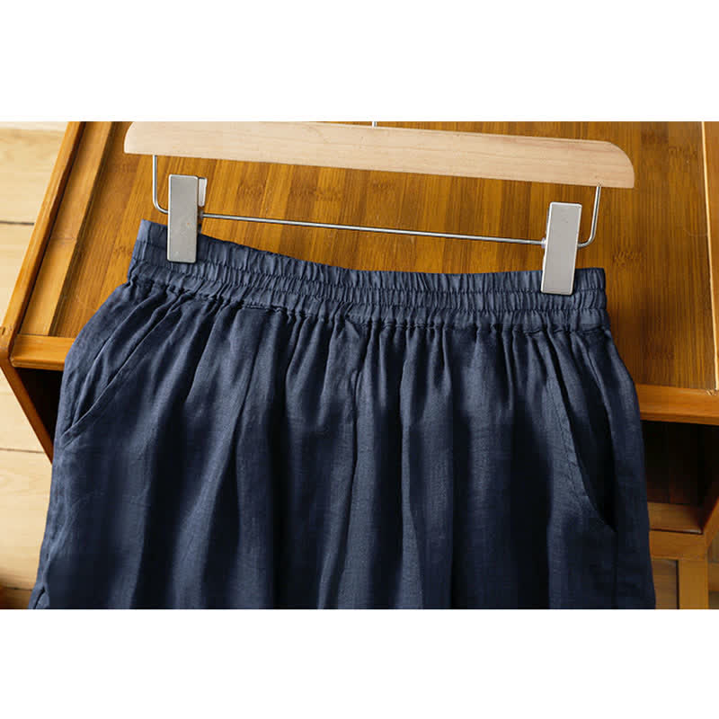 Buddha Stones Summer Boho Embroidery Solid Women's Wide Leg Pants With Pockets - image 3