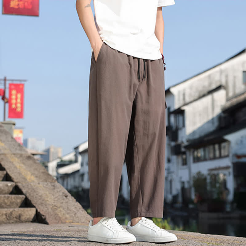 Buddha Stones Summer Casual Drawstring Embroidery Men's Harem Pants With Pockets - image 18