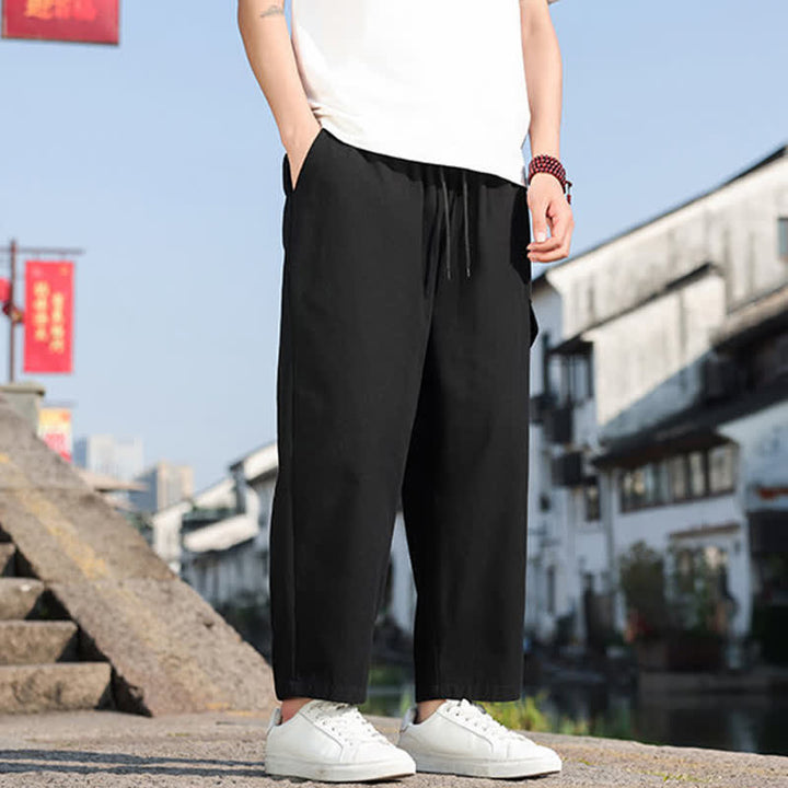 Buddha Stones Summer Casual Drawstring Embroidery Men's Harem Pants With Pockets - image 4