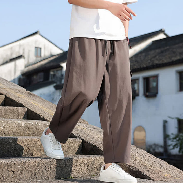 Buddha Stones Summer Casual Drawstring Embroidery Men's Harem Pants With Pockets - image 19