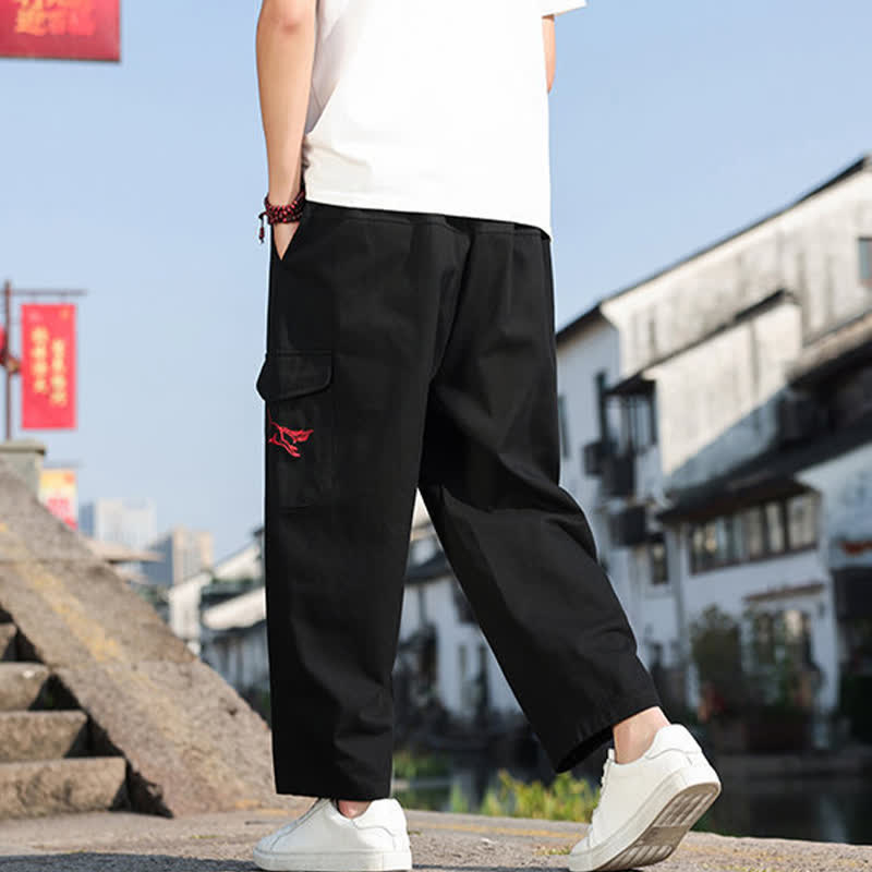 Buddha Stones Summer Casual Drawstring Embroidery Men's Harem Pants With Pockets - image 3