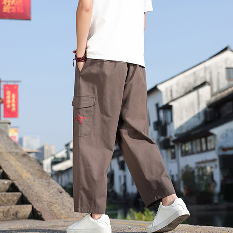 Buddha Stones Summer Casual Drawstring Embroidery Men's Harem Pants With Pockets - image 17