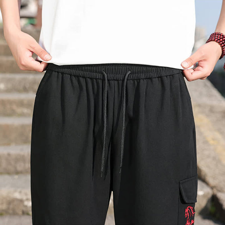 Buddha Stones Summer Casual Drawstring Embroidery Men's Harem Pants With Pockets - image 10