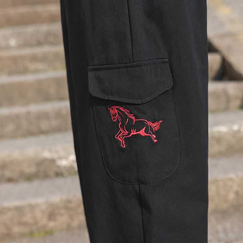 Buddha Stones Summer Casual Drawstring Embroidery Men's Harem Pants With Pockets - image 11