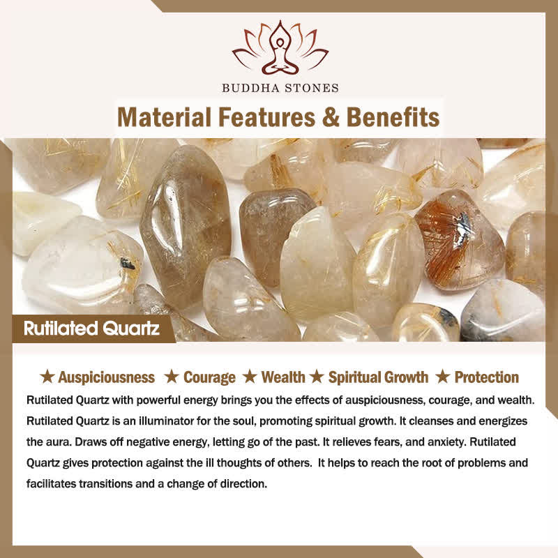 Buddha Stones Strawberry Quartz Citrine Five Elements Fu Character Luck Bracelet - image 18
