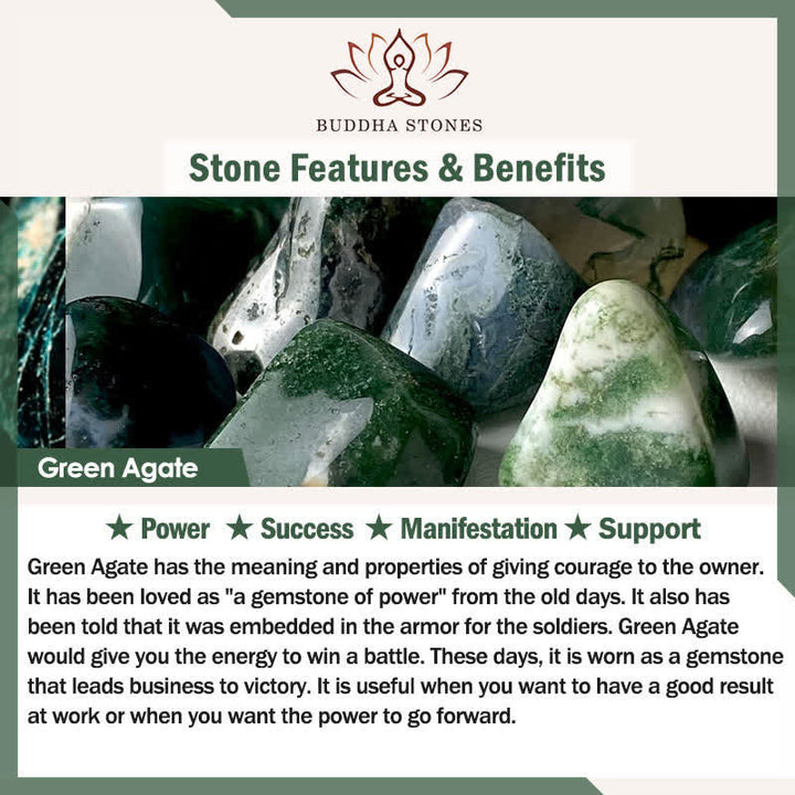 Buddha Stones Vintage Green Agate Balance Engraved Open Ring - image 6