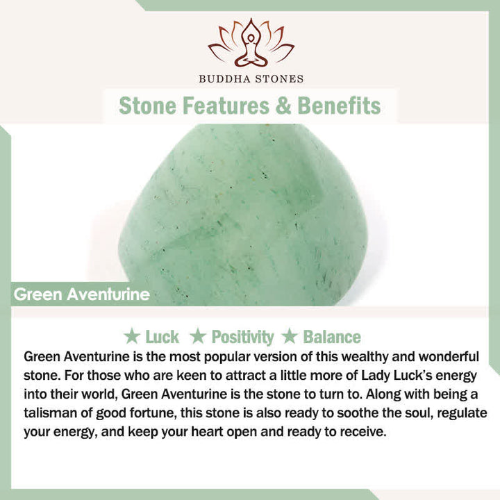 Buddha Stones Green Aventurine Four-leaf Clover Luck Round Beaded Bracelet - image 5