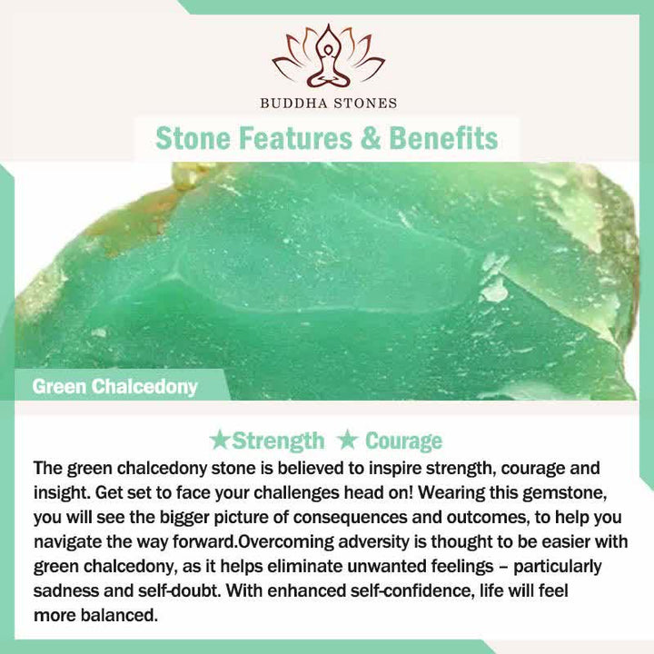 Buddha Stones Natural Green Chalcedony Peace Buckle Strength Necklace - image 4