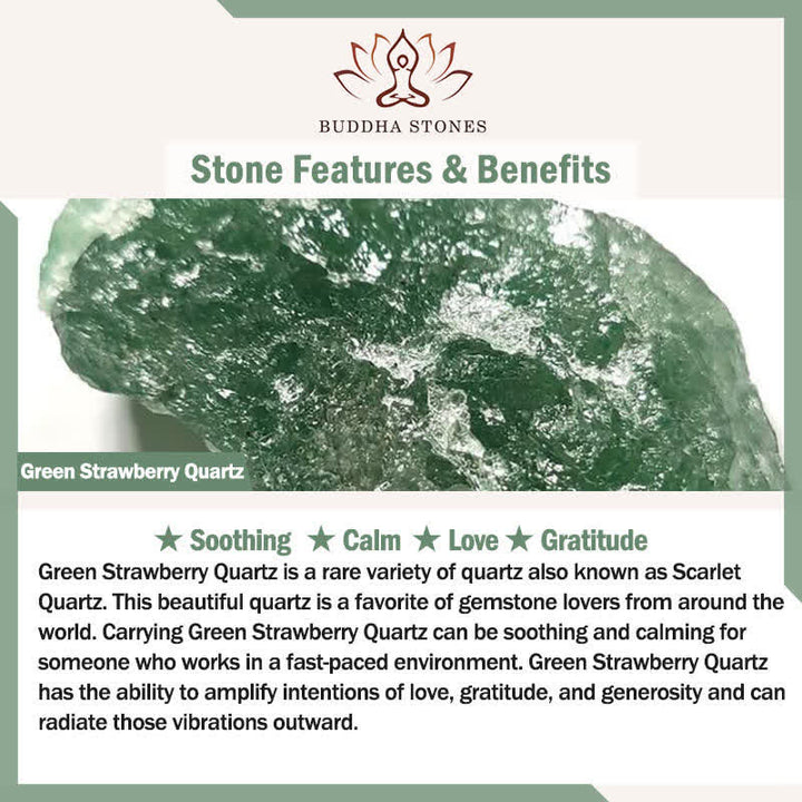 Buddha Stones Natural Rose Quartz Green Strawberry Quartz Pearl Bead Peace Necklace - image 6
