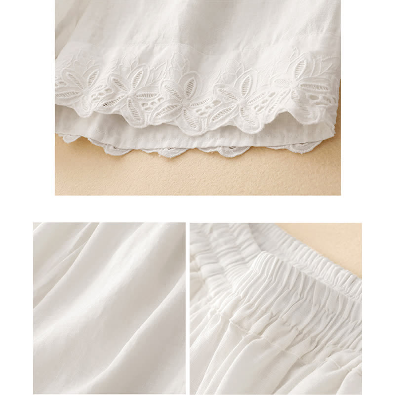 Buddha Stones Summer Linen Cotton Women's Cropped Wide Leg Pants With Pockets - image 5