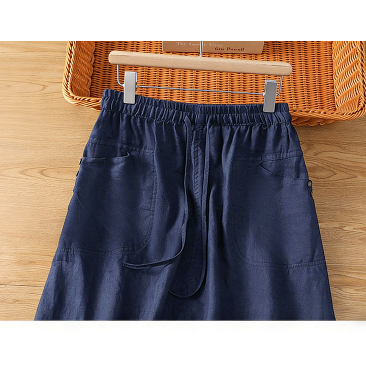 Buddha Stones Spring Casual Drawstring Solid Women's Skirts With Pockets - image 12