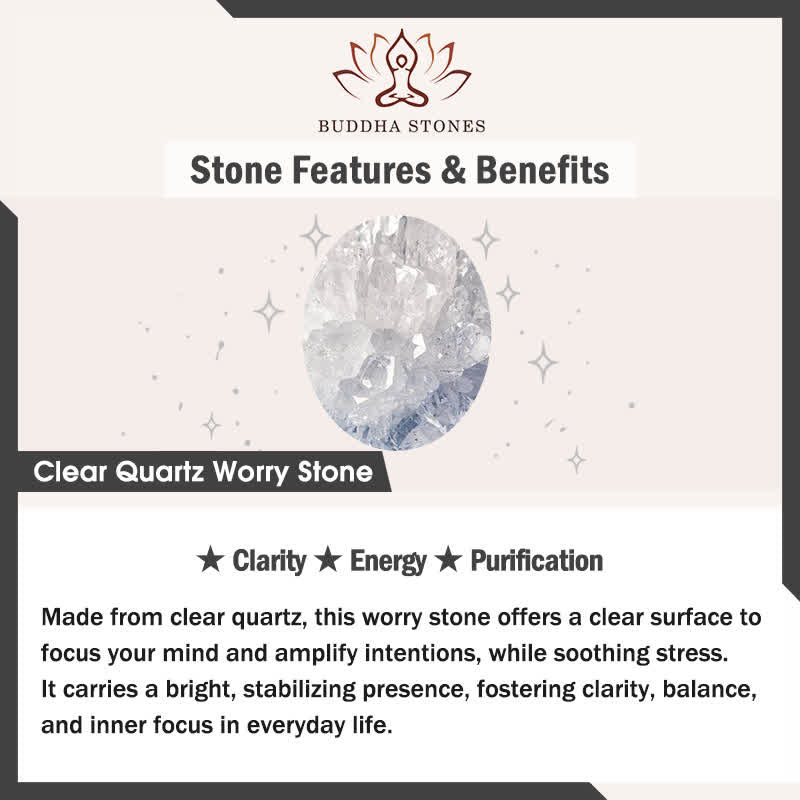 Buddha Stones Clarity & Calm Natural Small Clear Quartz Worry Stone Clarity Crystal Decor 3.5*4.5cm - image 5