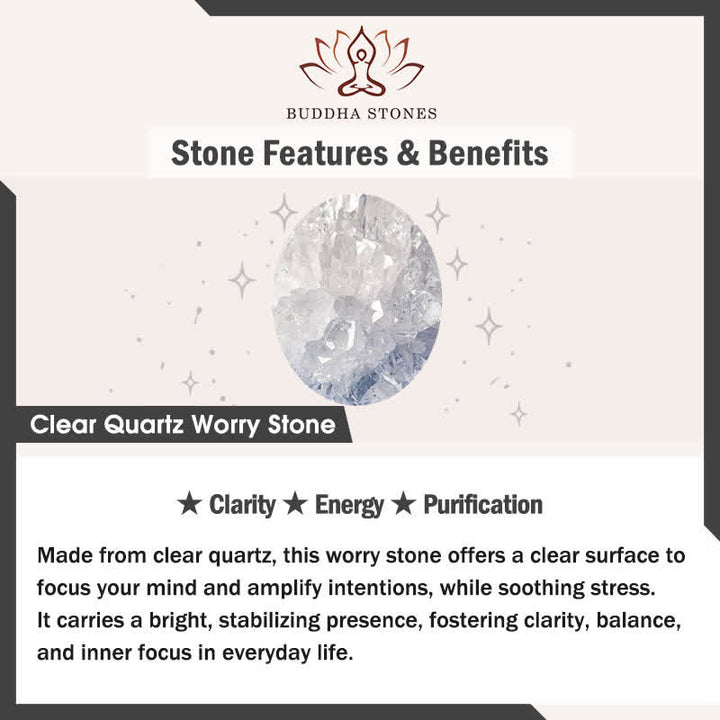 Buddha Stones Clarity & Calm Natural Small Clear Quartz Worry Stone Clarity Crystal Decor 3.5*4.5cm - image 5