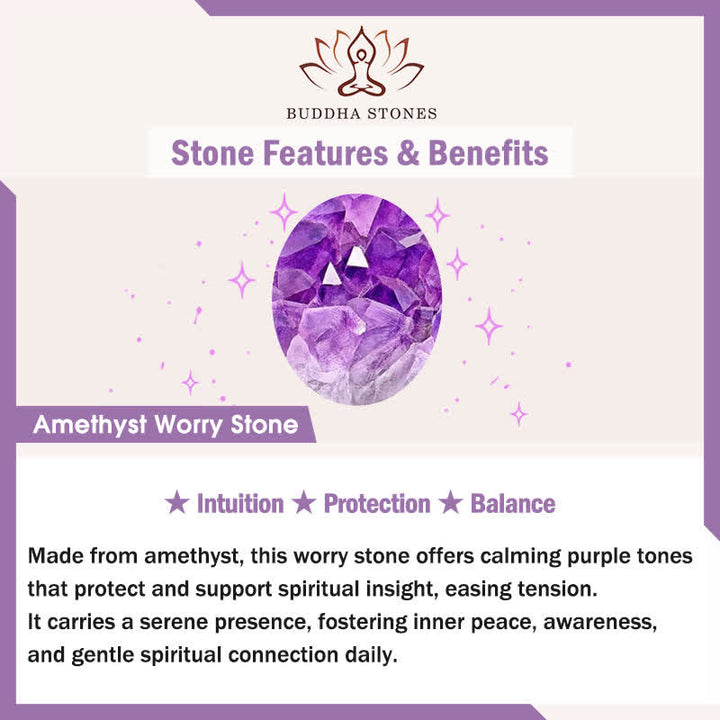 Buddha Stones Calm & Strength Natural Small Light Amethyst Worry Stone Protection Crystal Decor 3.5*4.5cm - image 5