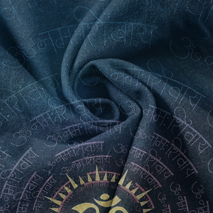 Buddha Stones Cotton Om Mantra Emblem Men's Short Sleeve Half Button Shirt - image 4