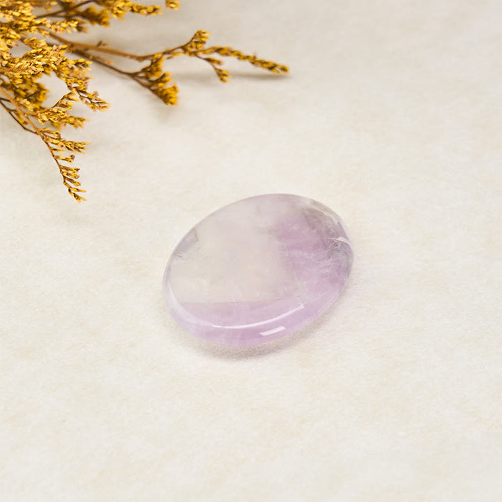 Buddha Stones Calm & Strength Natural Small Light Amethyst Worry Stone Protection Crystal Decor 3.5*4.5cm - image 4