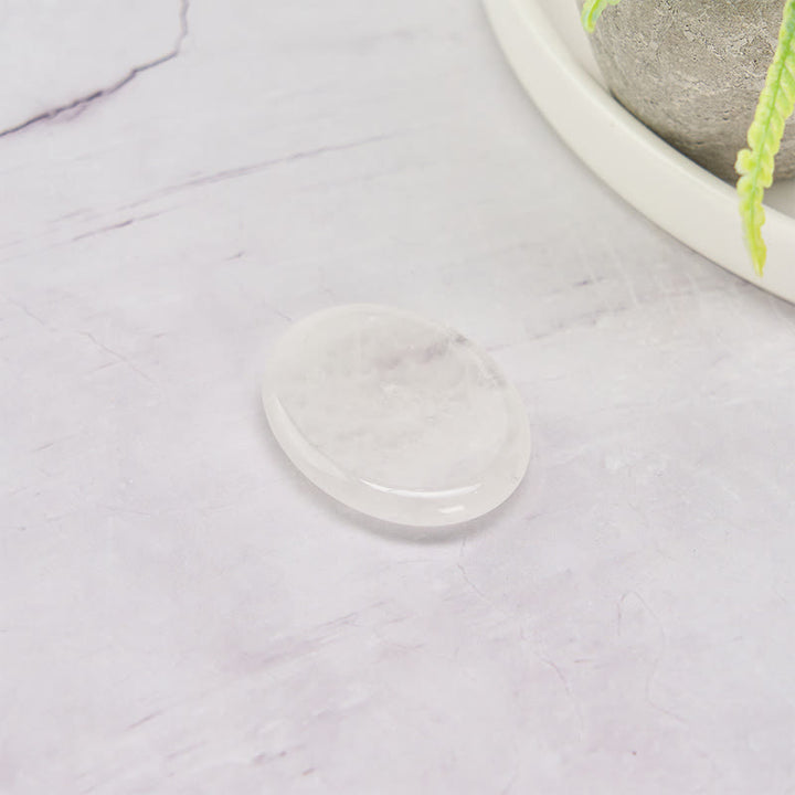 Buddha Stones Clarity & Calm Natural Small Clear Quartz Worry Stone Clarity Crystal Decor 3.5*4.5cm - image 2