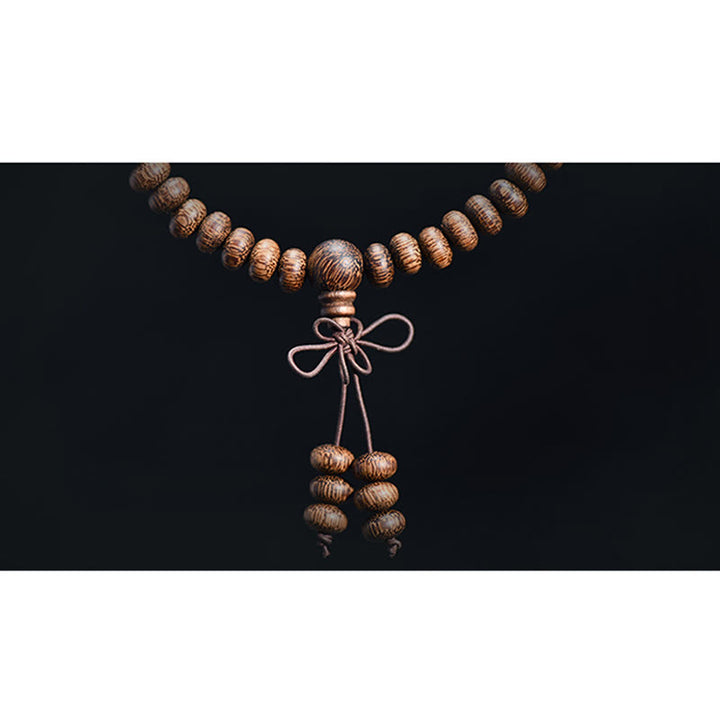 Buddha Stones 108 Textured Wood Beads Calm Energy Mala - image 10