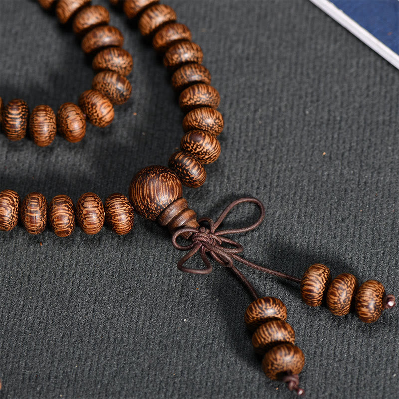 Buddha Stones 108 Textured Wood Beads Calm Energy Mala - image 7