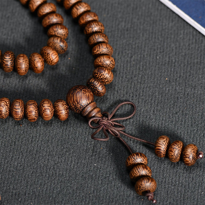 Buddha Stones 108 Textured Wood Beads Calm Energy Mala - image 7