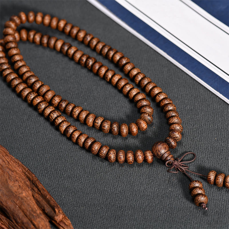 Buddha Stones 108 Textured Wood Beads Calm Energy Mala - image 3