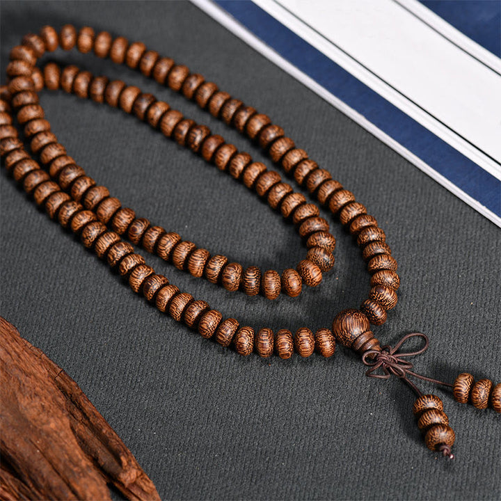 Buddha Stones 108 Textured Wood Beads Calm Energy Mala - image 3
