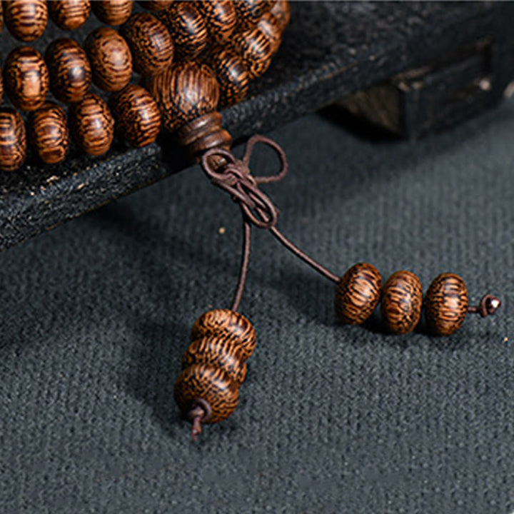 Buddha Stones 108 Textured Wood Beads Calm Energy Mala - image 6
