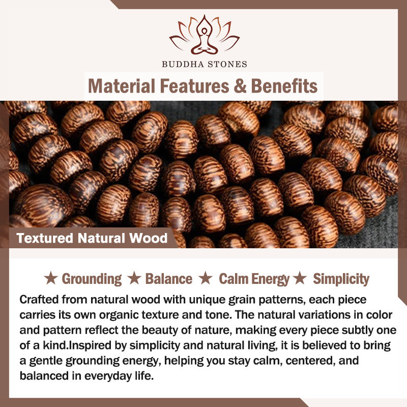 Buddha Stones 108 Textured Wood Beads Calm Energy Mala - image 5