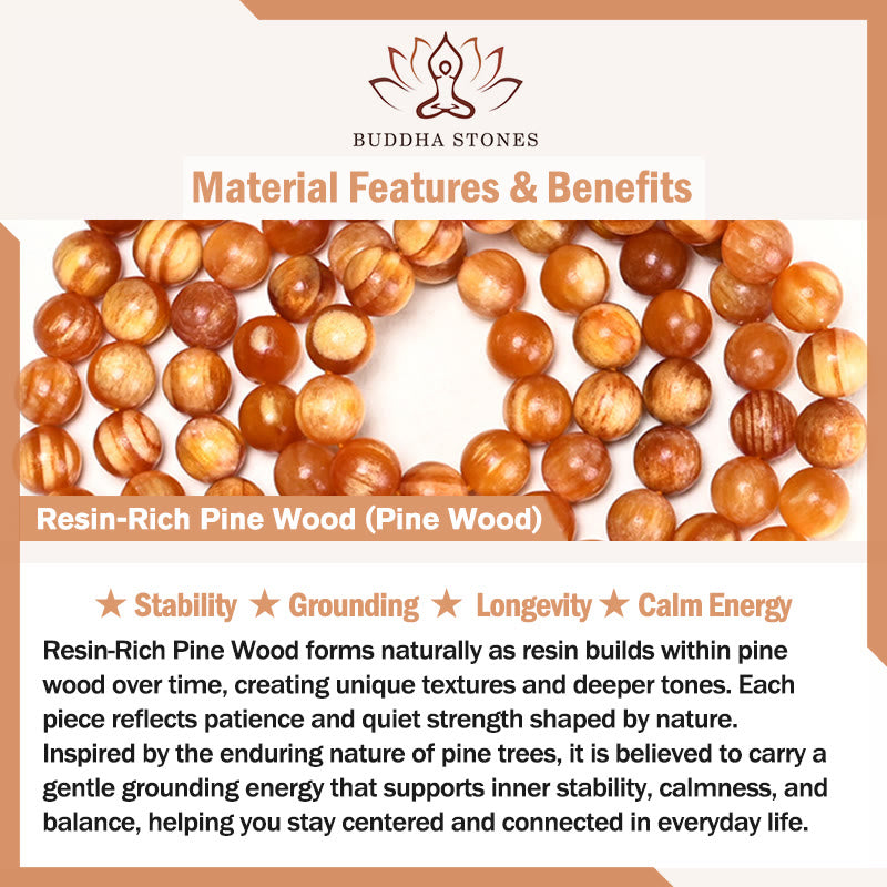 Buddha Stones 108 Beads Resin-Rich Pine Wood Calm Energy Mala - image 6