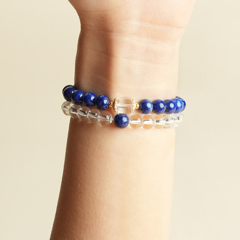 Buddha Stones Lapis Lazuli Clear Quartz Balance Beaded Bracelet - image 7