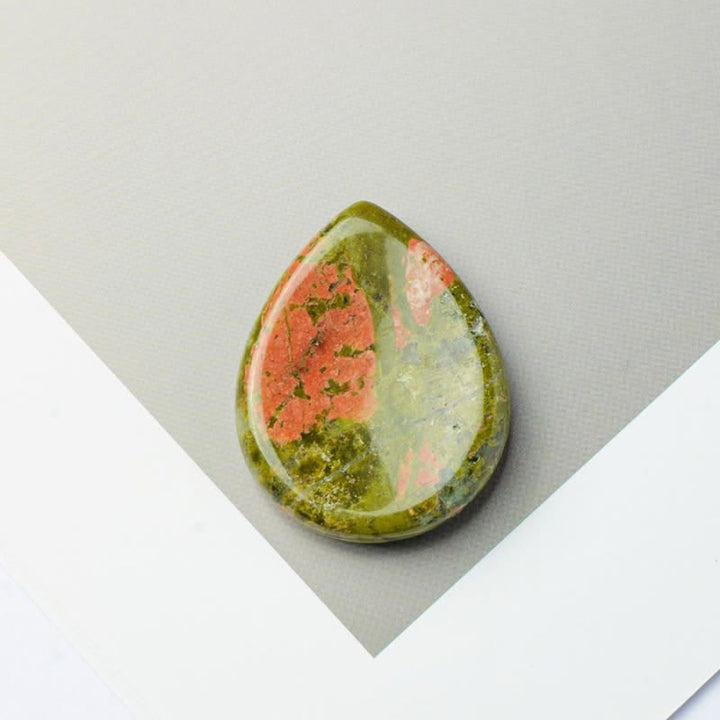 Buddha Stones Teardrop Shape Worry Stone Protection Crystal Decor 34*26*7.8cm - Natural Unakite(Color May Vary) - 34*26*7.8mm - image 13