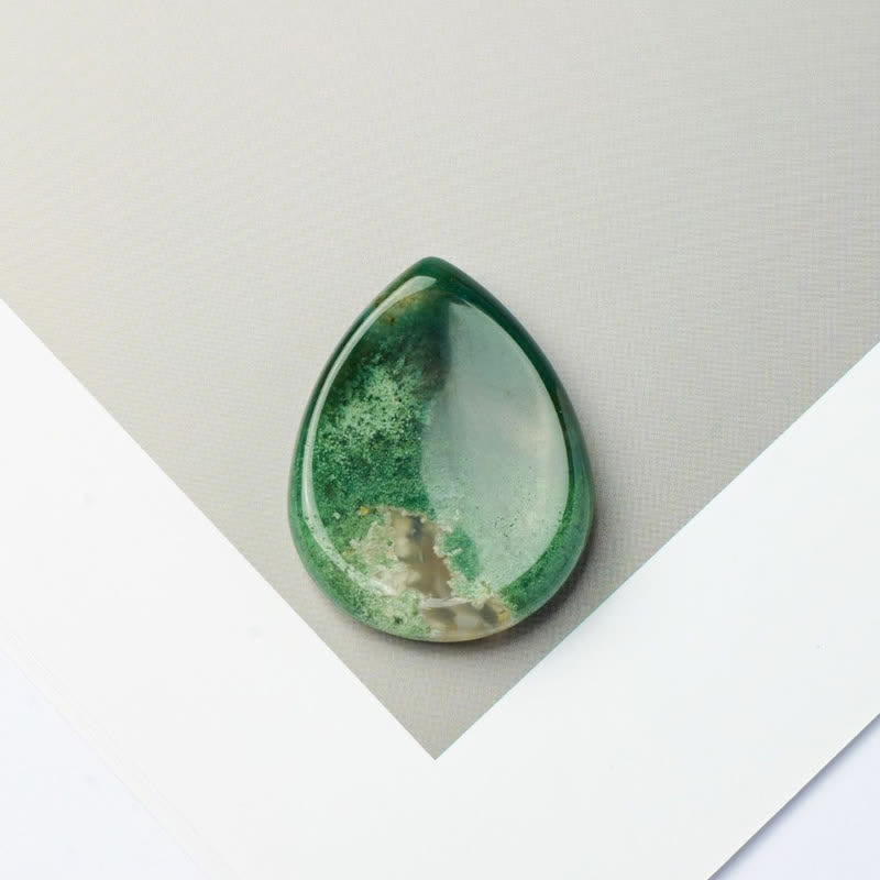 Buddha Stones Teardrop Shape Worry Stone Protection Crystal Decor 34*26*7.8cm - Natural Moss Agate(Color May Vary) - 34*26*7.8mm - image 29