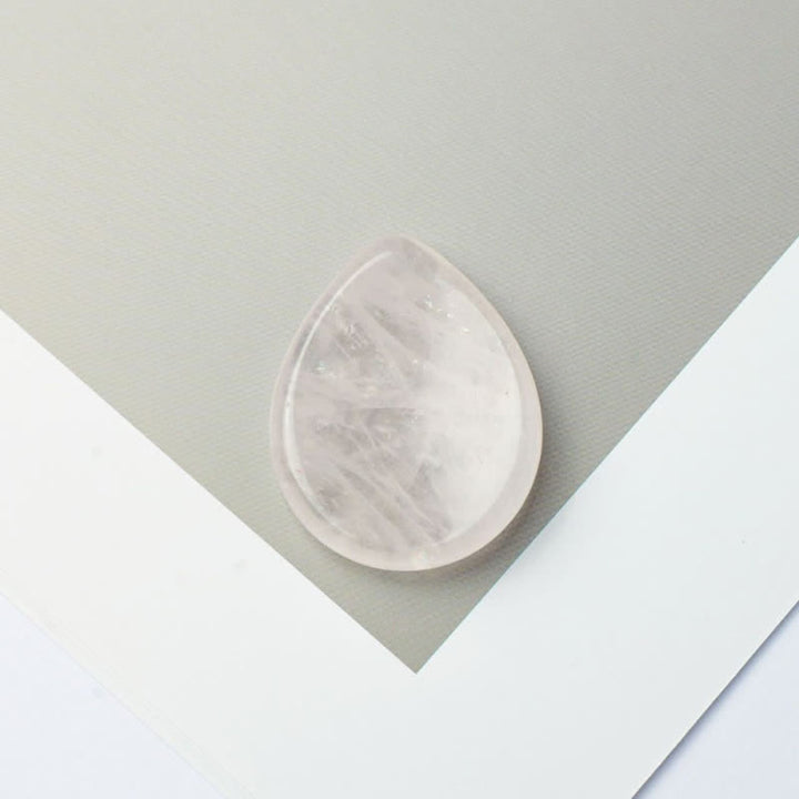 Buddha Stones Teardrop Shape Worry Stone Protection Crystal Decor 34*26*7.8cm - Natural Rose Quartz(Color May Vary) - 34*26*7.8mm - image 3