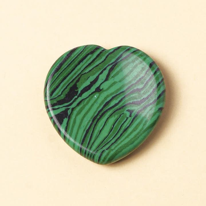 Buddha Stones Heart Worry Stone Opal Rose Quartz Motivation Crystal Decor 4*4*0.7cm - Natural Malachite(Color May Vary) - 4*4*0.7cm - image 16