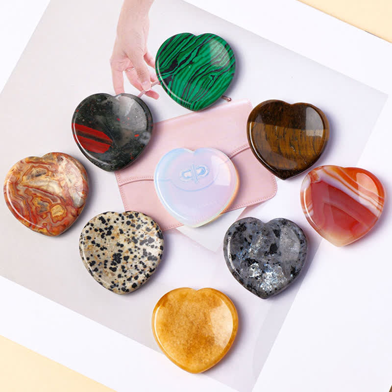 Buddha Stones Heart Worry Stone Opal Rose Quartz Motivation Crystal Decor 4*4*0.7cm - image 25