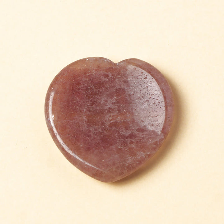 Buddha Stones Heart Worry Stone Opal Rose Quartz Motivation Crystal Decor 4*4*0.7cm - Natural Strawberry Quartz(Color May Vary) - 4*4*0.7cm - image 5