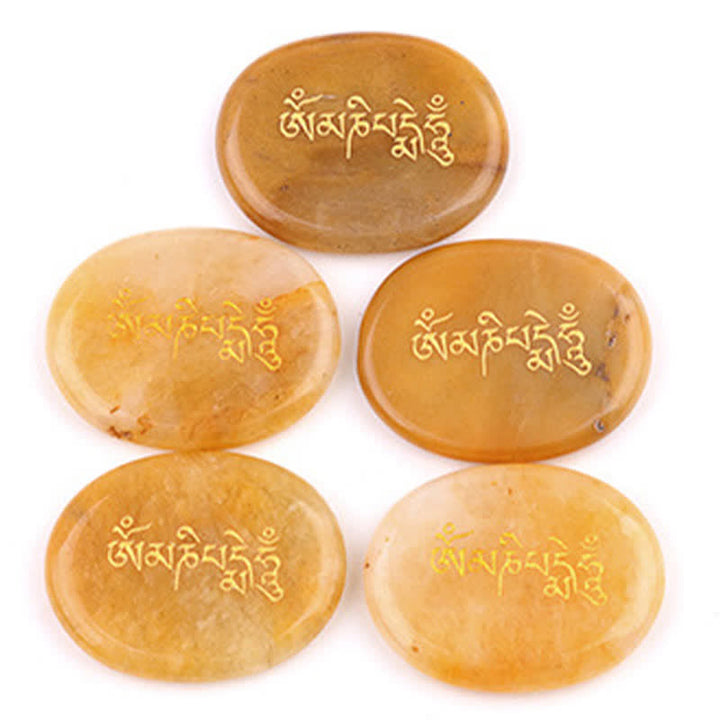 Buddha Stones Om Mani Padme Hum Amethyst Tiger Eye Palm Stone Crystal Decor 35*45mm - image 25