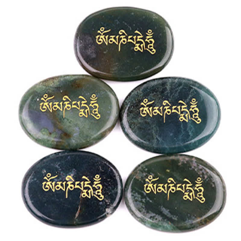 Buddha Stones Om Mani Padme Hum Amethyst Tiger Eye Palm Stone Crystal Decor 35*45mm - image 19