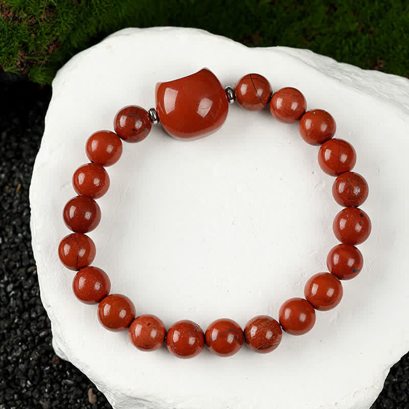 Buddha Stones Cute Cat Design Blue Lace Agate Clear Quartz  Beaded Bracelet - Red Jasper(Wrist Circumference 15–16cm) - image 22