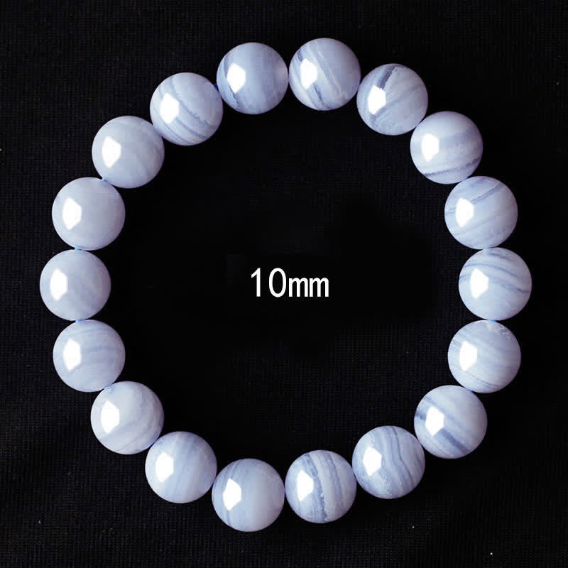 Buddha Stones Round Design Natural Blue Lace Agate Beaded Bracelet - Blue Lace Agate(Wrist Circumference 16-17cm) - image 7
