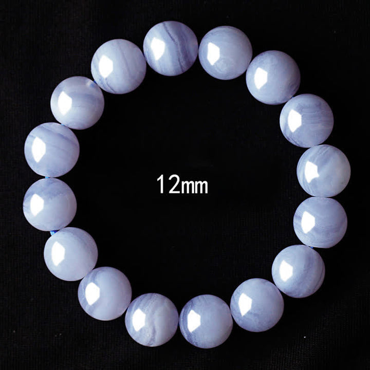 Buddha Stones Round Design Natural Blue Lace Agate Beaded Bracelet - Blue Lace Agate(Wrist Circumference 17-18cm) - image 8