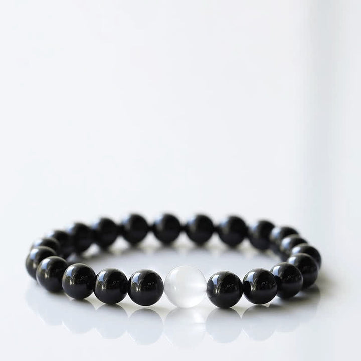 Buddha Stones Black Tourmaline Crystal Zodiac Animal Design Resilience Bracelet - Horse(Wrist Circumference 15–16cm) - image 0
