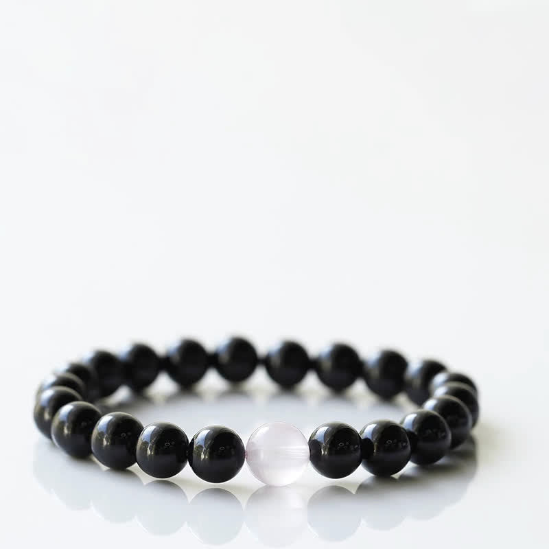Buddha Stones Black Tourmaline Crystal Zodiac Animal Design Resilience Bracelet - Rabbit(Wrist Circumference 15–16cm) - image 8