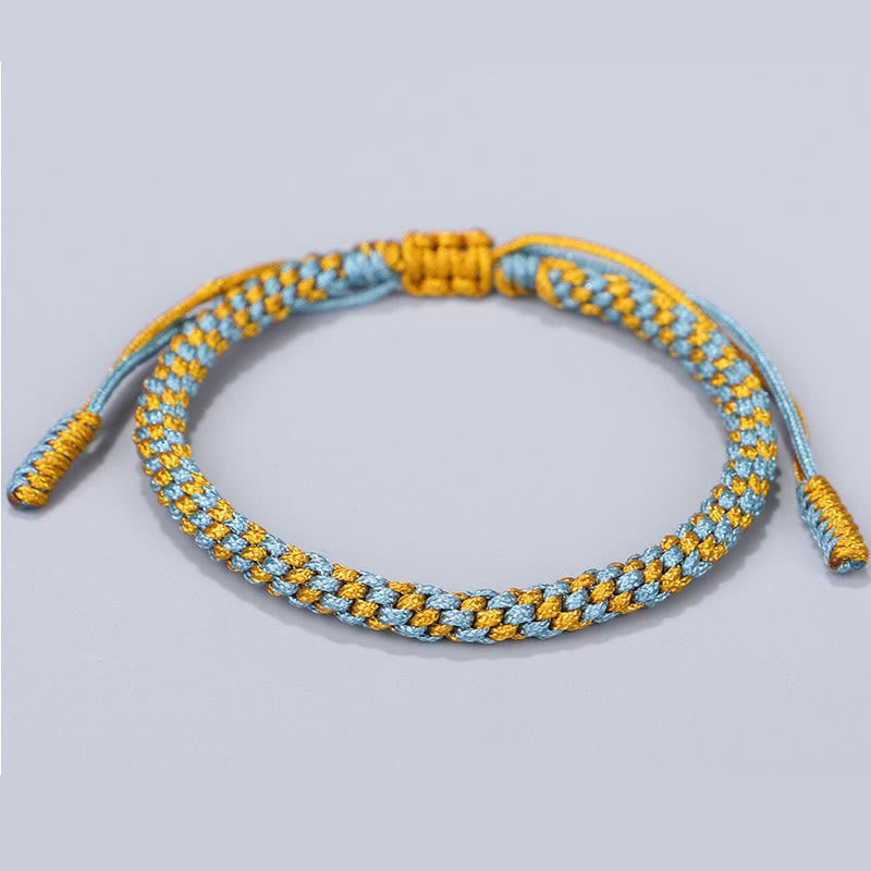Buddha Stones 3Pcs Blue Yellow String Golden Copper Beads Healing Bracelet - image 3